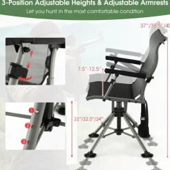 Tangkula Hunting Chair, 360 Degree Silent Swivel Blind Chair with 4 Adjustable Aluminum Legs