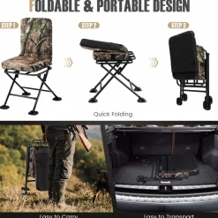 Tangkula Hunting Chair, 360 Degree Swivel Hunting Blind Chair with Padded Cushion
