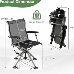 Tangkula Hunting Chair, 360 Degree Silent Swivel Blind Chair with 4 Adjustable Aluminum Legs