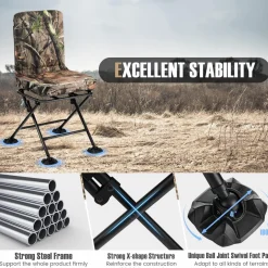 Tangkula Hunting Chair, 360 Degree Swivel Hunting Blind Chair with Padded Cushion