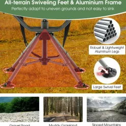 Tangkula Hunting Chair, 360 Degree Silent Swivel Blind Chair with 4 Adjustable Aluminum Legs