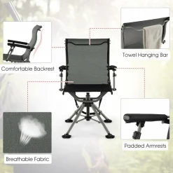 Tangkula Hunting Chair, 360 Degree Silent Swivel Blind Chair with 4 Adjustable Aluminum Legs