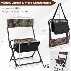 Tangkula Hunting Chair, Foldable Hunting Blind Chair with Storage Pocket