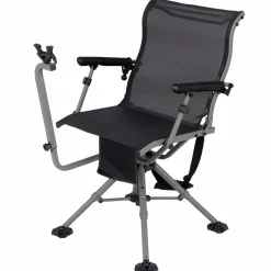 Tangkula Hunting Chair with Shooting Rest, 360° Swivel Hunting Seat with 4 Extendable Aluminum Legs