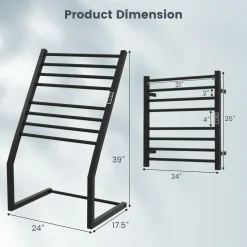 Tangkula 2-in-1 Towel Warmer Rack, 8 Bars Freestanding & Wall Mounted Towel Warmer Rack with LED Display, Built-in Timer