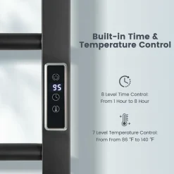 Tangkula 2-in-1 Towel Warmer Rack, 8 Bars Freestanding & Wall Mounted Towel Warmer Rack with LED Display, Built-in Timer