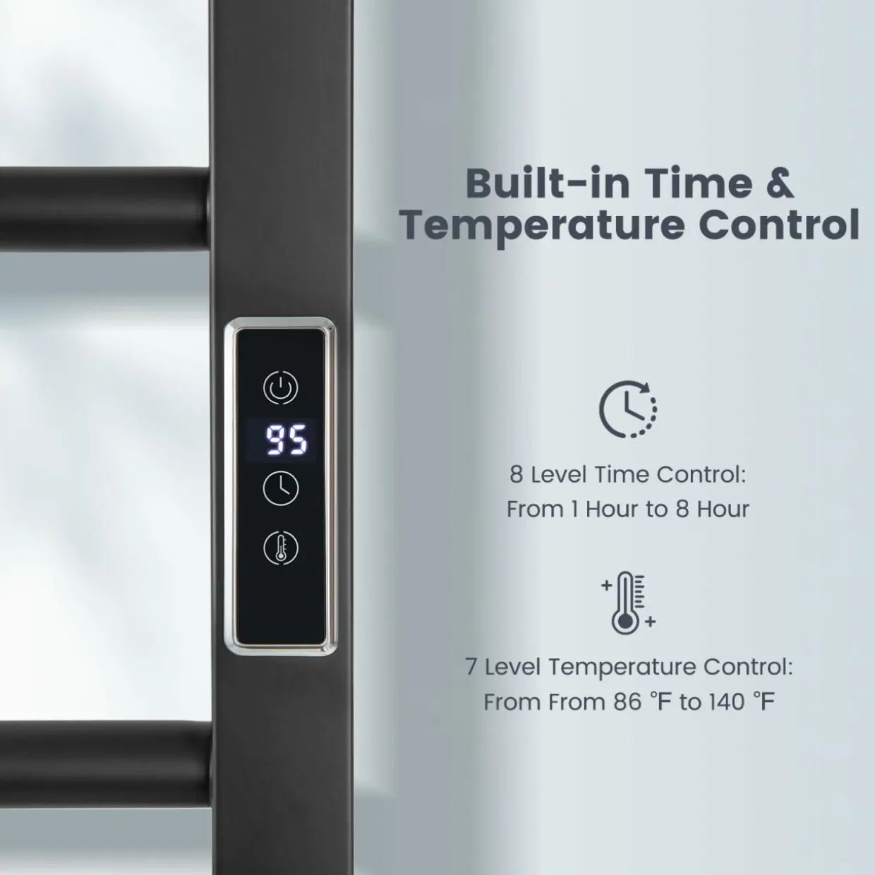 Tangkula 2-in-1 Towel Warmer Rack, 8 Bars Freestanding & Wall Mounted Towel Warmer Rack with LED Display, Built-in Timer