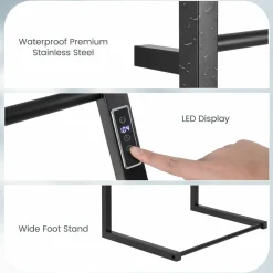 Tangkula 2-in-1 Towel Warmer Rack, 8 Bars Freestanding & Wall Mounted Towel Warmer Rack with LED Display, Built-in Timer