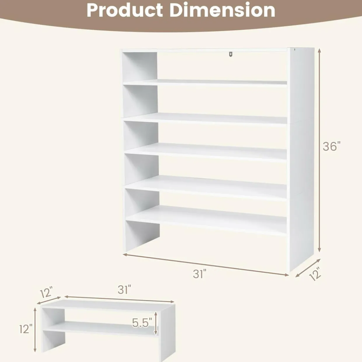 Tangkula 3-in-1 Vertical Shoe Rack