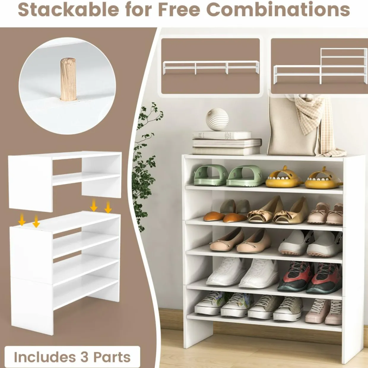 Tangkula 3-in-1 Vertical Shoe Rack