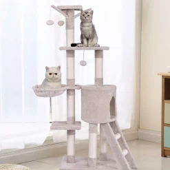Tangkula 56-inch Cat Tree, Multi-Level Cat Tower Condo with Cat Scratching Post and Ladder