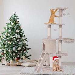 Tangkula 56-inch Cat Tree, Multi-Level Cat Tower Condo with Cat Scratching Post and Ladder