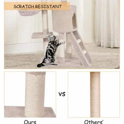 Tangkula 56-inch Cat Tree, Multi-Level Cat Tower Condo with Cat Scratching Post and Ladder