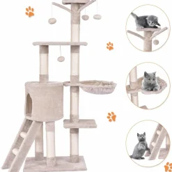 Tangkula 56-inch Cat Tree, Multi-Level Cat Tower Condo with Cat Scratching Post and Ladder