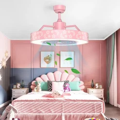 Tangkula 23Inch Ceiling Fan with Lights, Round LED Ceiling Lighting Fan with Invisible Blades & Starry Sky Acrylic Lampshade