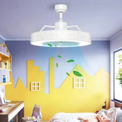 Tangkula 23Inch Ceiling Fan with Lights, Round LED Ceiling Lighting Fan with Invisible Blades & Starry Sky Acrylic Lampshade