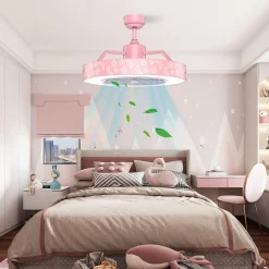 Tangkula 23Inch Ceiling Fan with Lights, Round LED Ceiling Lighting Fan with Invisible Blades & Starry Sky Acrylic Lampshade