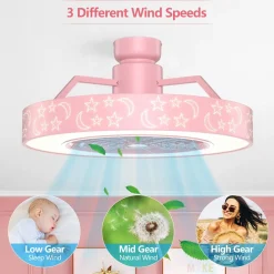 Tangkula 23Inch Ceiling Fan with Lights, Round LED Ceiling Lighting Fan with Invisible Blades & Starry Sky Acrylic Lampshade