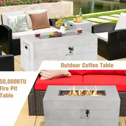 Tangkula 43-inch Concrete Propane Gas Fire Pit Table
