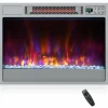 Tangkula 23-Inch Infrared Quartz Electric Fireplace Insert with Remote Control, 1500W Recessed Fireplace Heater with Thermostat