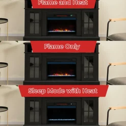 Tangkula 23-Inch Infrared Quartz Electric Fireplace Insert with Remote Control, 1500W