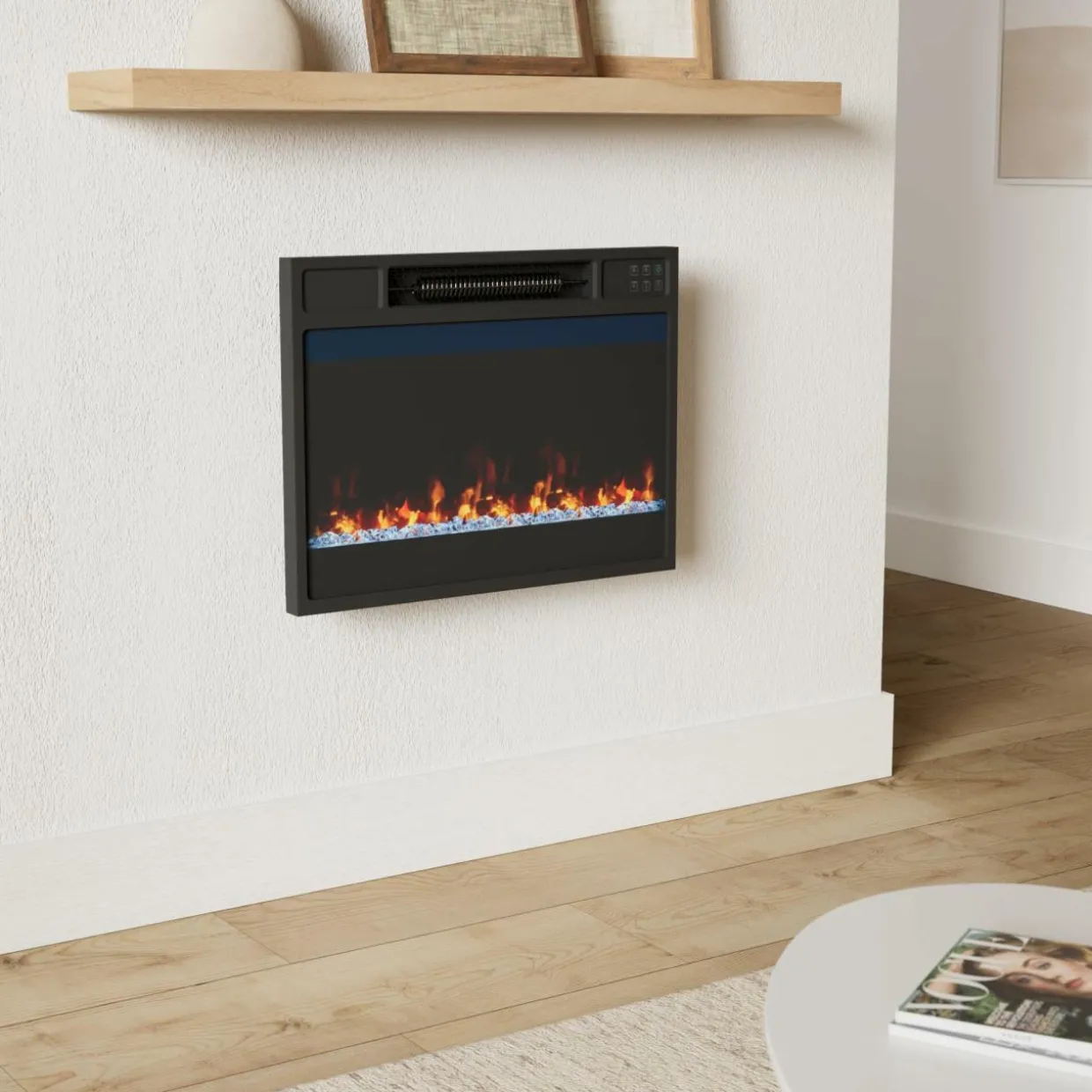Tangkula 23-Inch Infrared Quartz Electric Fireplace Insert with Remote Control, 1500W