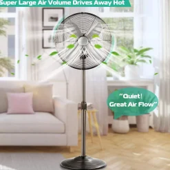Tangkula 16-Inch Metal Pedestal Fan, Industrial Metal Standing Fan w/ Powerful Motor