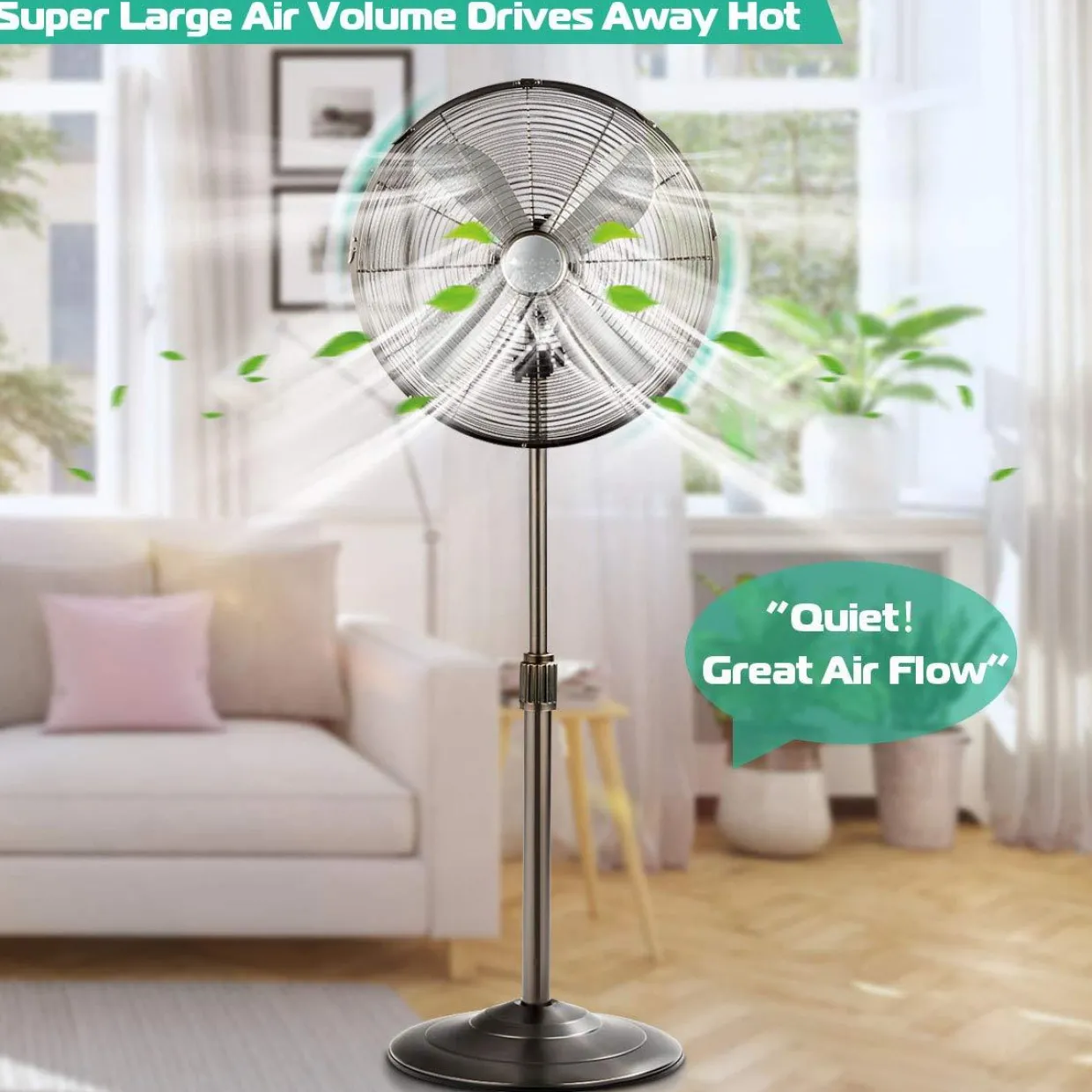 Tangkula 16-Inch Metal Pedestal Fan, Industrial Metal Standing Fan w/ Powerful Motor