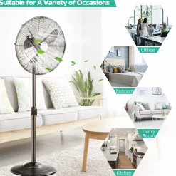 Tangkula 16-Inch Metal Pedestal Fan, Industrial Metal Standing Fan w/ Powerful Motor
