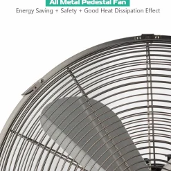 Tangkula 16-Inch Metal Pedestal Fan, Industrial Metal Standing Fan w/ Powerful Motor