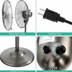 Tangkula 16-Inch Metal Pedestal Fan, Industrial Metal Standing Fan w/ Powerful Motor