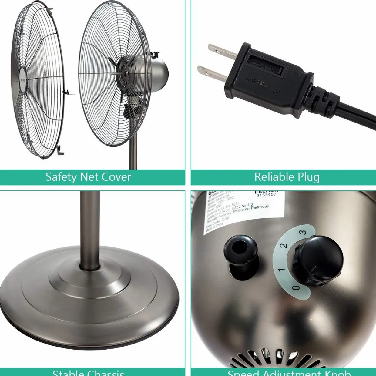 Tangkula 16-Inch Metal Pedestal Fan, Industrial Metal Standing Fan w/ Powerful Motor