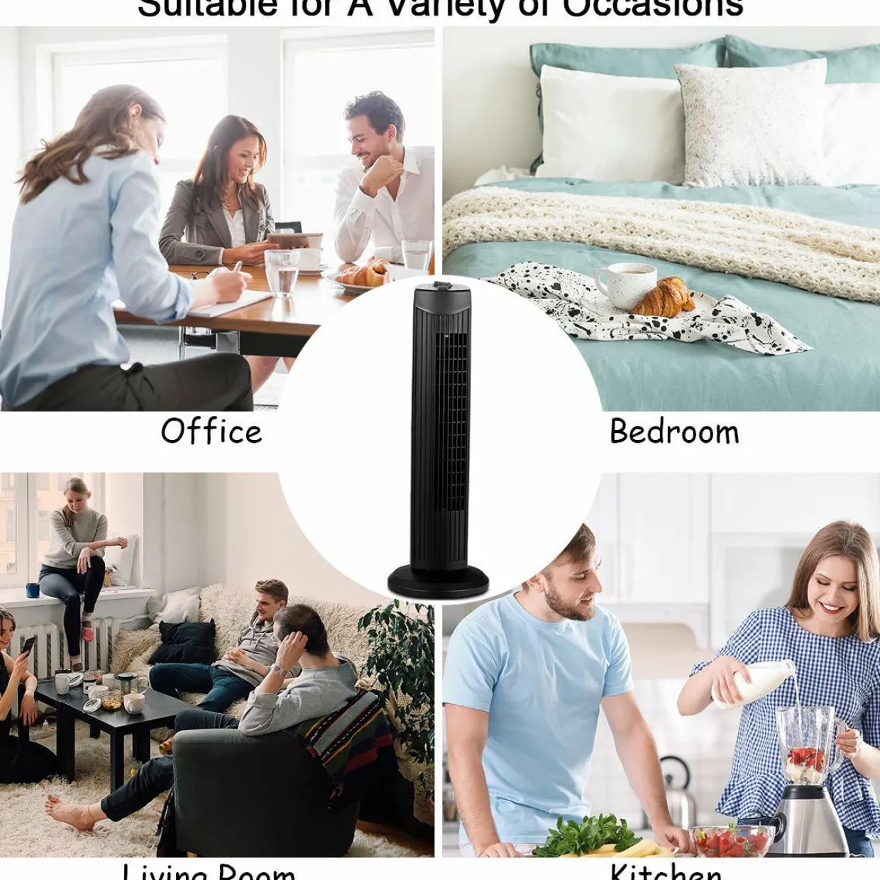 Tangkula 28-Inch Oscillating Tower Fan, Quiet Cooling Whole Room Bladeless