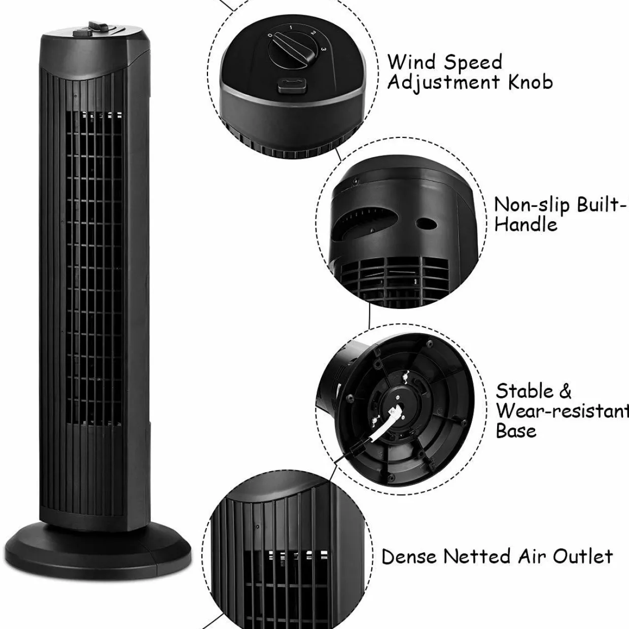 Tangkula 28-Inch Oscillating Tower Fan, Quiet Cooling Whole Room Bladeless