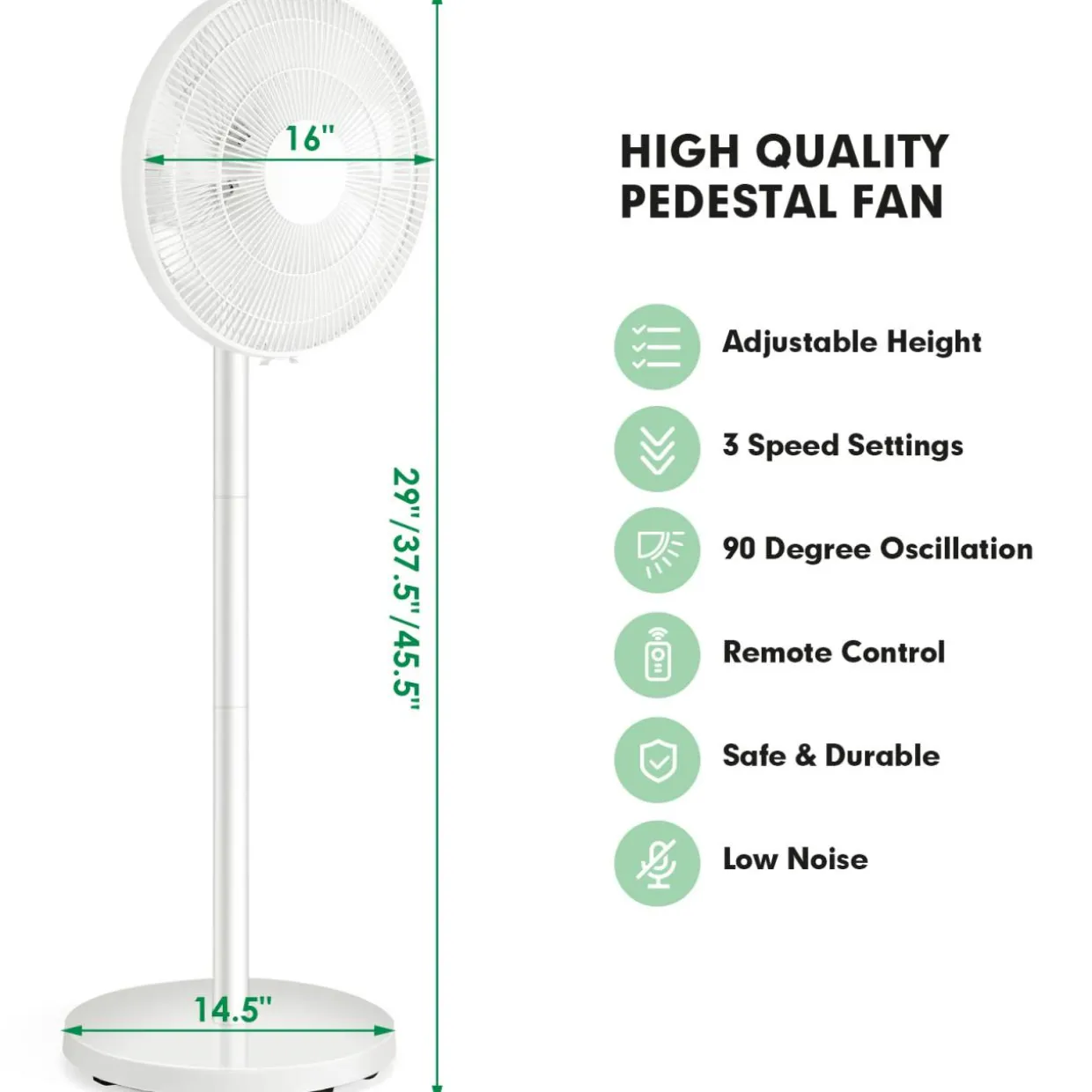 Tangkula 16-Inch Pedestal Fan with Remote Control