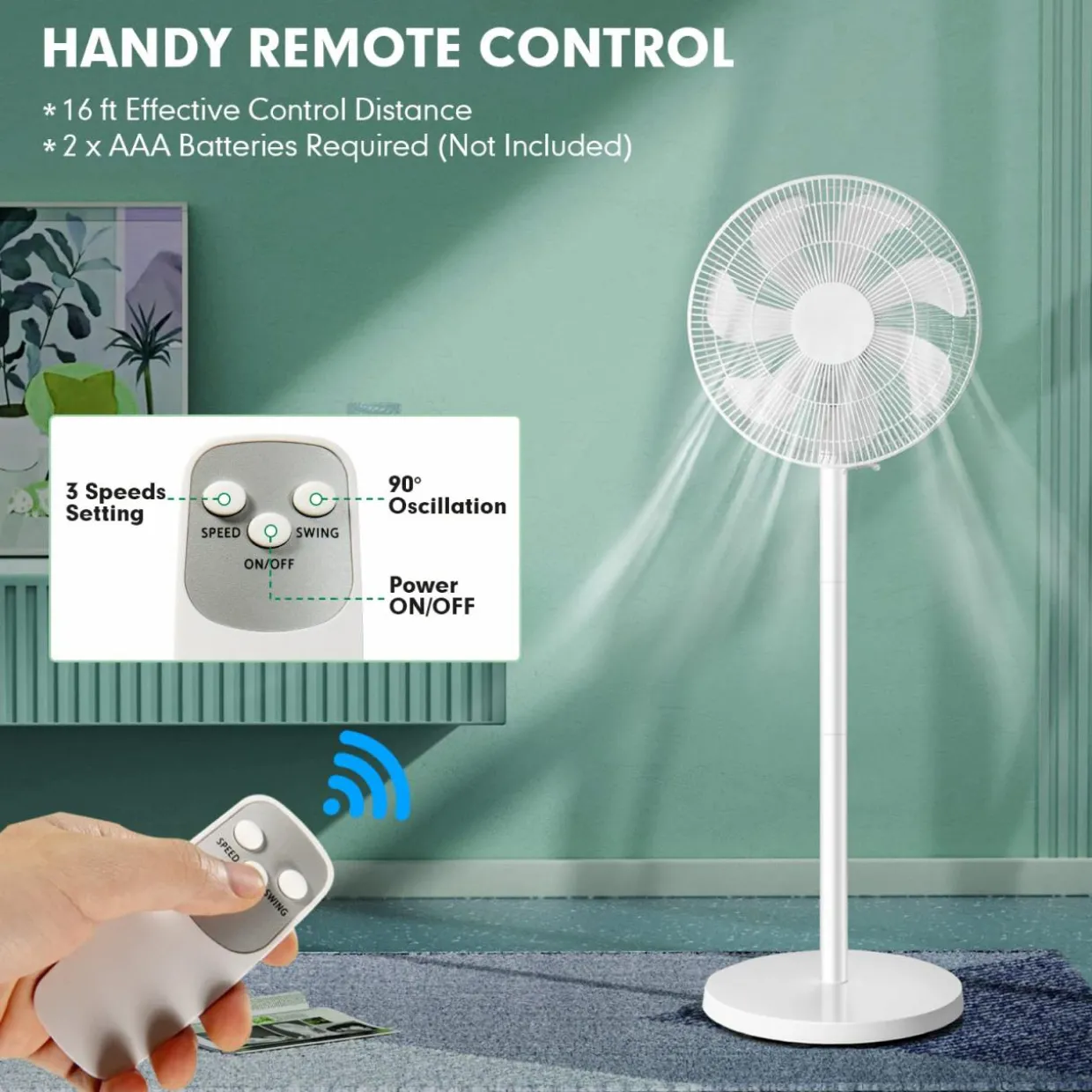 Tangkula 16-Inch Pedestal Fan with Remote Control