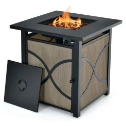 Tangkula 25-Inch Propane Fire Pit Table, 40,000 BTU Auto Ignition Gas Fire Table with Removable Lid