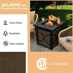 Tangkula 25-Inch Propane Fire Pit Table, 40,000 BTU Auto Ignition Gas Fire Table with Removable Lid