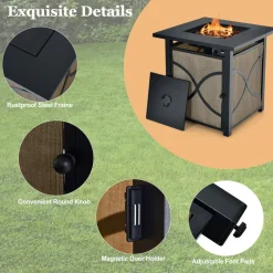 Tangkula 25-Inch Propane Fire Pit Table, 40,000 BTU Auto Ignition Gas Fire Table with Removable Lid
