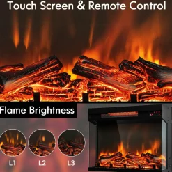 Tangkula 23-Inch 3-Sided Electric Fireplace Insert with Remote Control