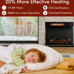 Tangkula 23-Inch 3-Sided Electric Fireplace Insert with Remote Control