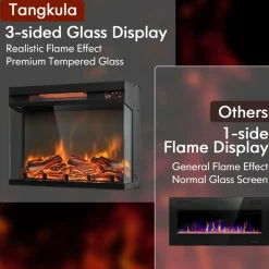 Tangkula 23-Inch 3-Sided Electric Fireplace Insert with Remote Control