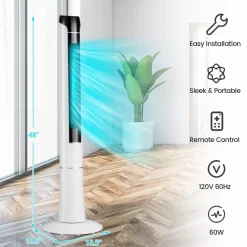 Tangkula 48-Inch Tower Fan with Remote Control, Quiet Bladeless Tower Fan