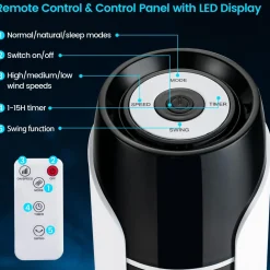 Tangkula 48-Inch Tower Fan with Remote Control, Quiet Bladeless Tower Fan
