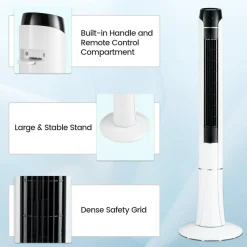 Tangkula 48-Inch Tower Fan with Remote Control, Quiet Bladeless Tower Fan
