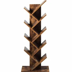 Tangkula 55-Inch Tree Bookshelf, 9-Shelf Free Standing Tree Bookcase(Rustic Brown)