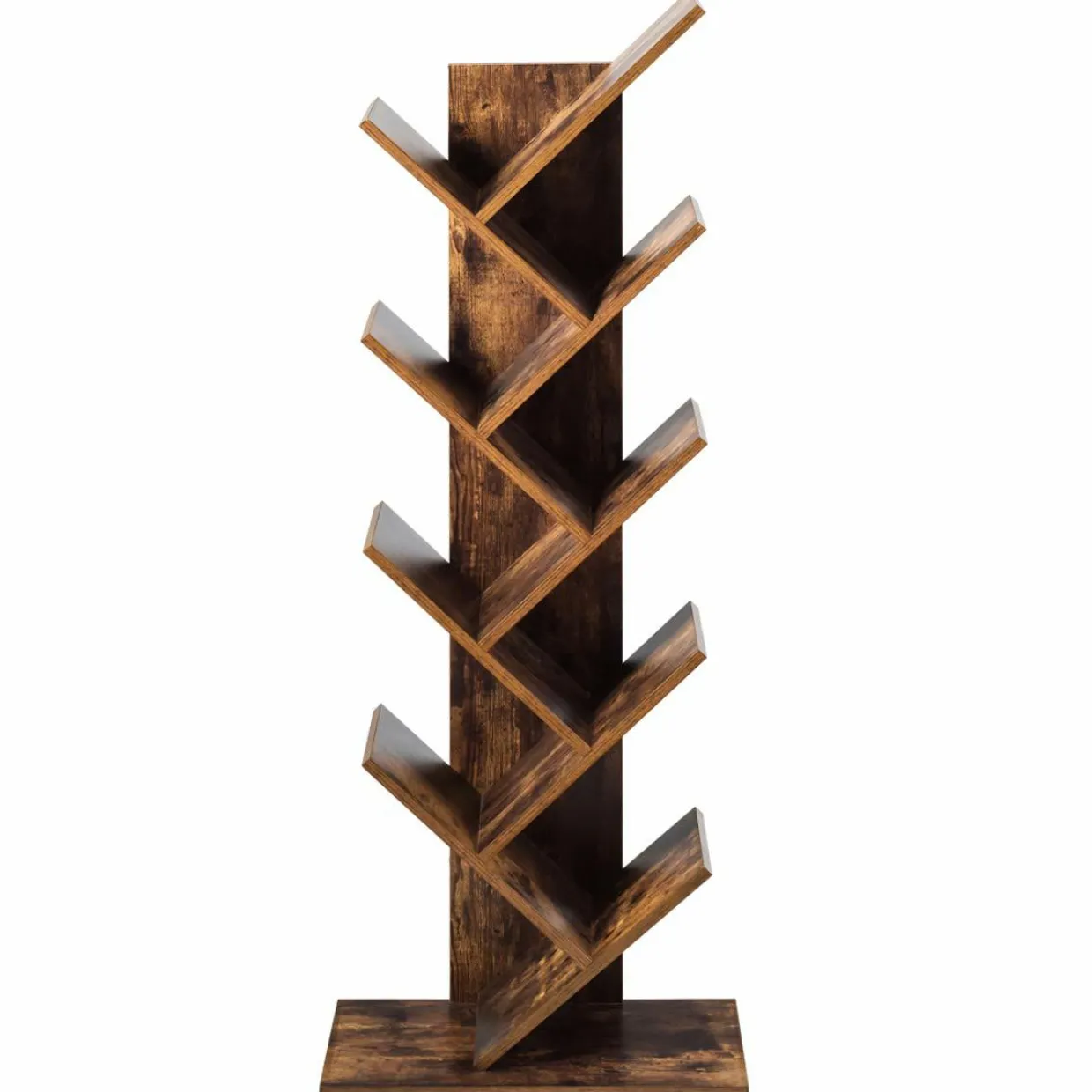 Tangkula 55-Inch Tree Bookshelf, 9-Shelf Free Standing Tree Bookcase(Rustic Brown)