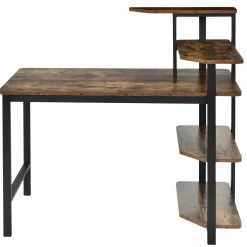 Tangkula Industrial Computer Desk with 4-Tier Storage Shelves