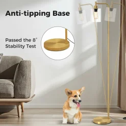 Tangkula Industrial Floor Lamp, Modern Standing Lamp with Hanging Glass Lampshade & Foot Switch