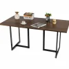 Tangkula Industrial Kitchen Dining Table, Modern Multifunctional Desk with Solid Iron Frame